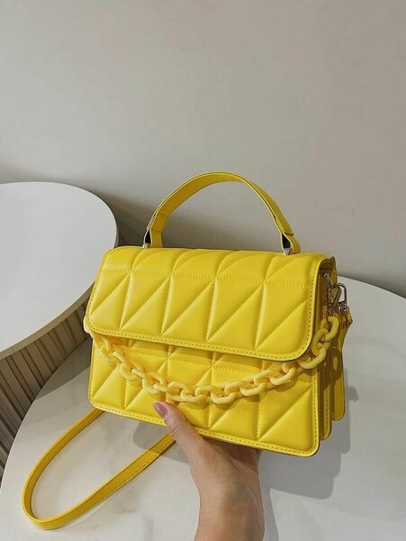 Sac à main jaune femme simili cuir matelassé