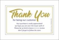 Thank You Card For Supporting Business Package Decoration (on texture paper with gold and blue colour)