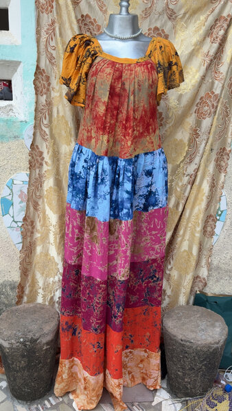 Robe longue patchwork colorée