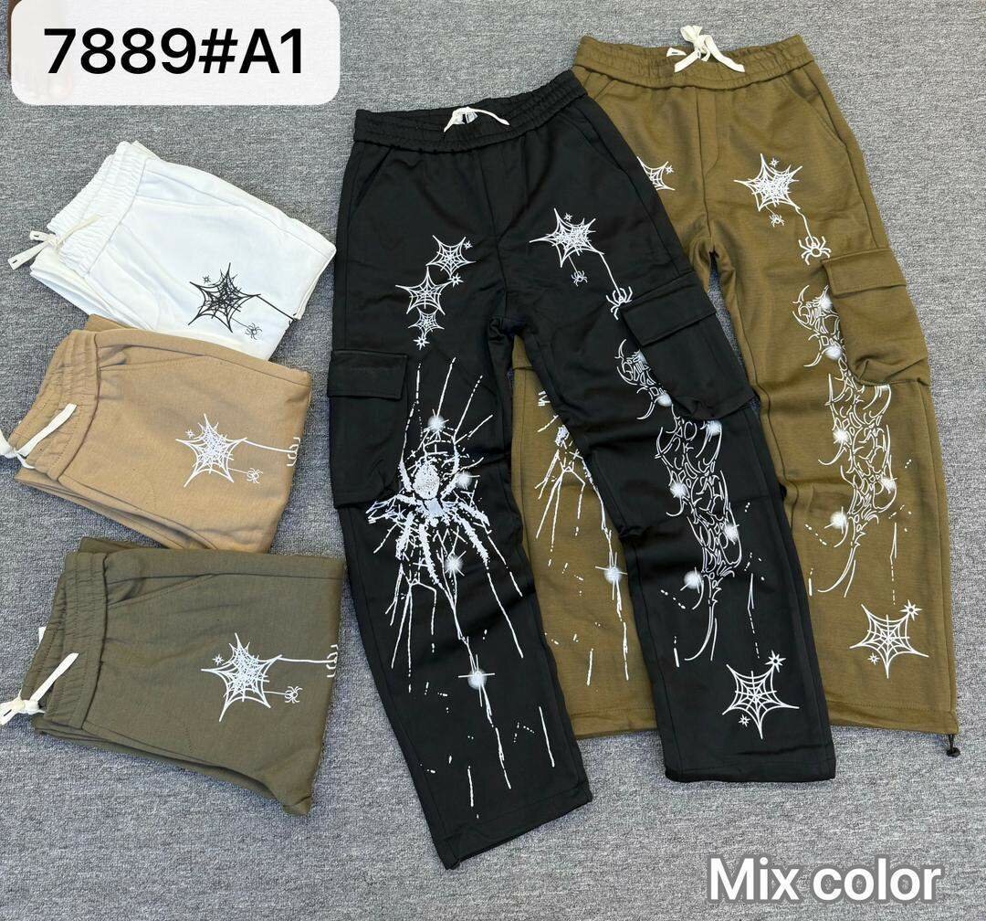 Pantalon cargo mixte avec motifs d'araignée