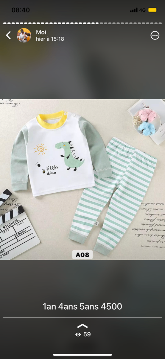 Pyjama enfant 1an coton doux