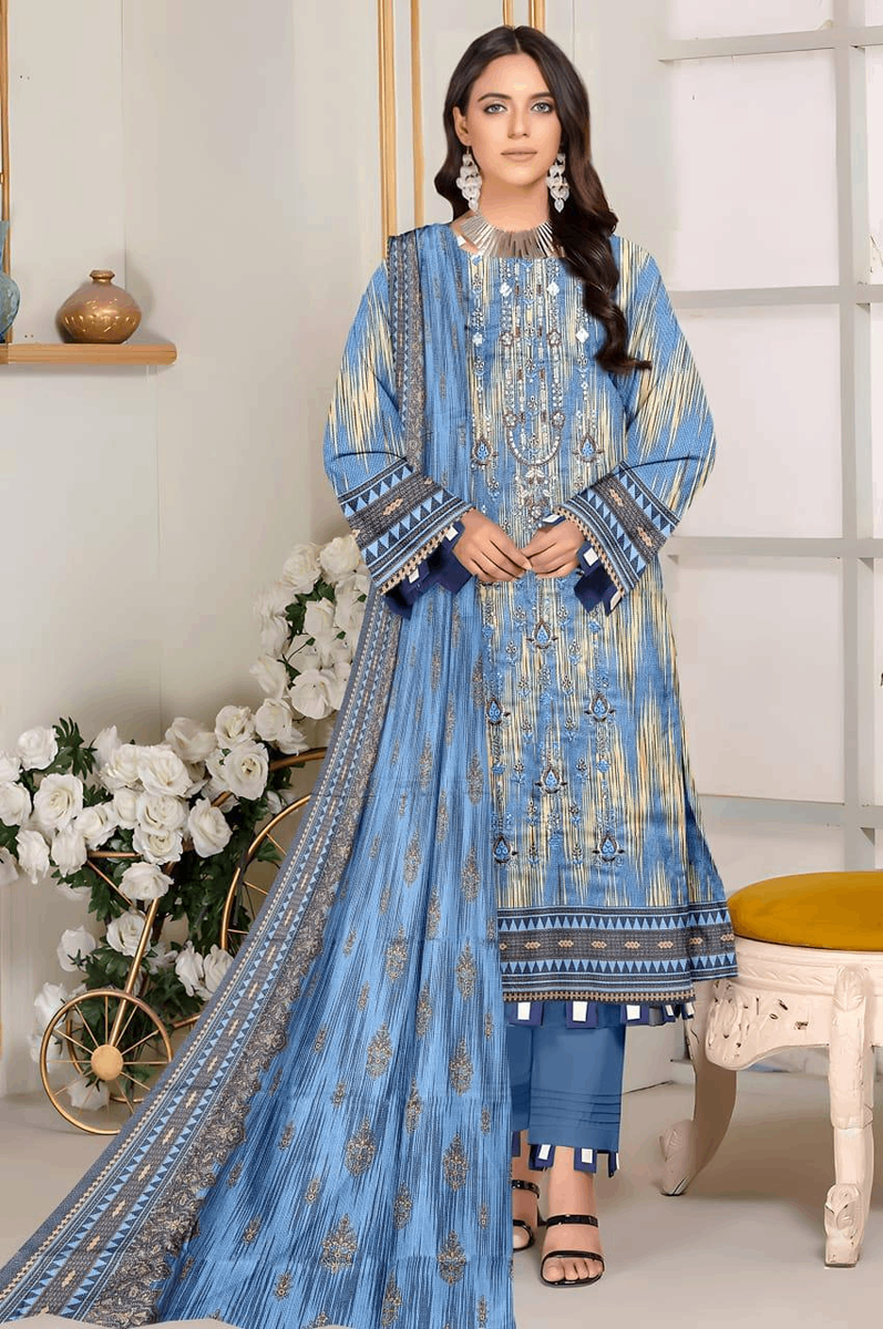Stunning Printed Krandi Suit Set- 3 Pcs Women