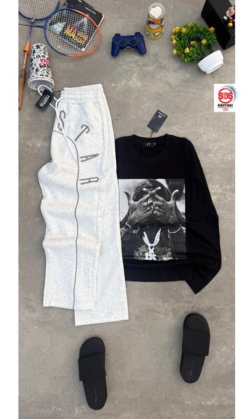 Sweat-shirt noir homme avec motif