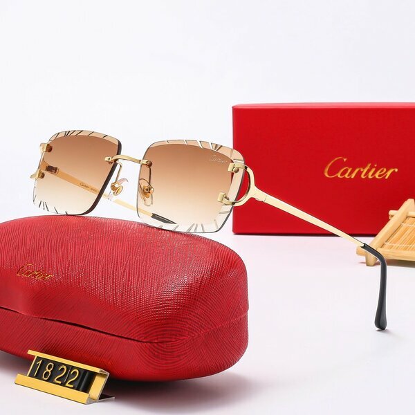 Lunettes Cartier carrées marron élégantes sans coffret