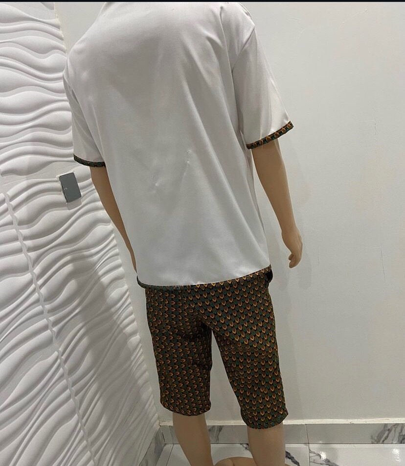 Men African Print Blend With An African Map Design 2 pieces