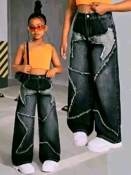 Jean large déchiré pour femme et enfant