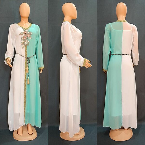 Robe longue élégante bicolore