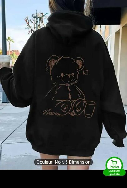 Sweat à capuche ours noir