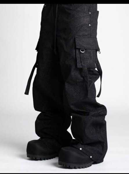 Pantalon cargo ample noir