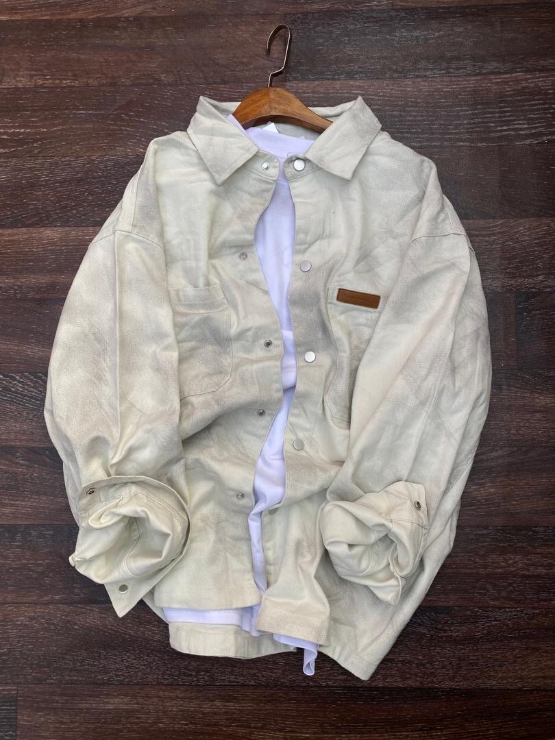 Blouson homme beige en coton