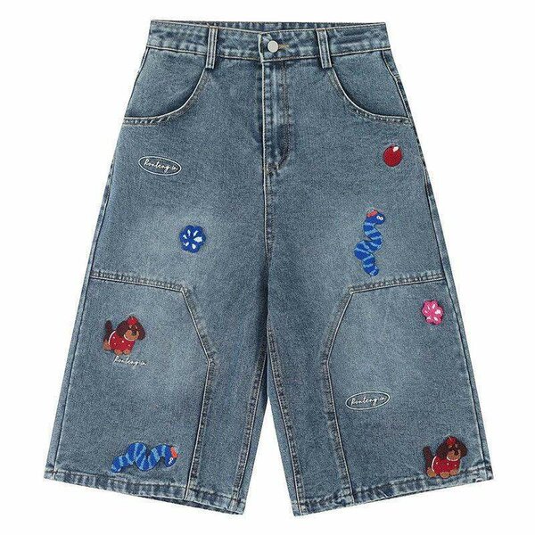 Women's Jeans Skirt with Embroidery Patches