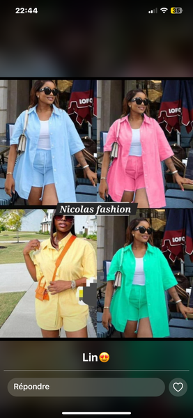 Ensemble short et chemise tendance