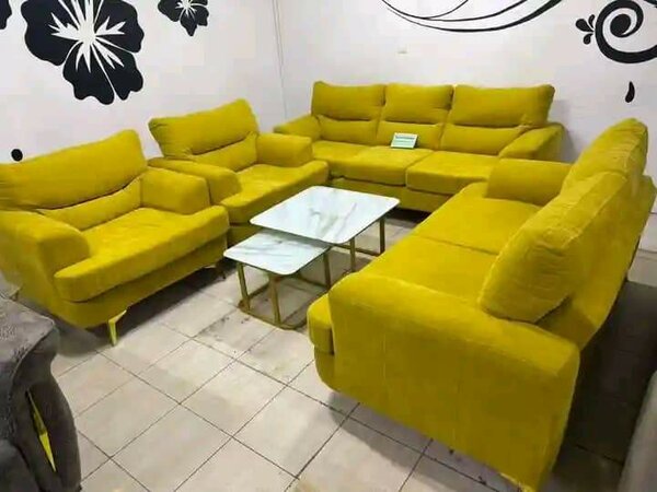 Canapé modulable jaune en velours