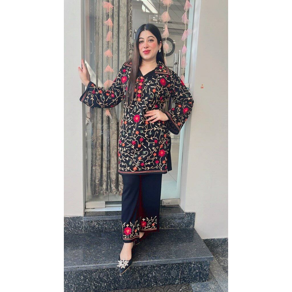 Heavy multi embroidery shamoze silk , dc free