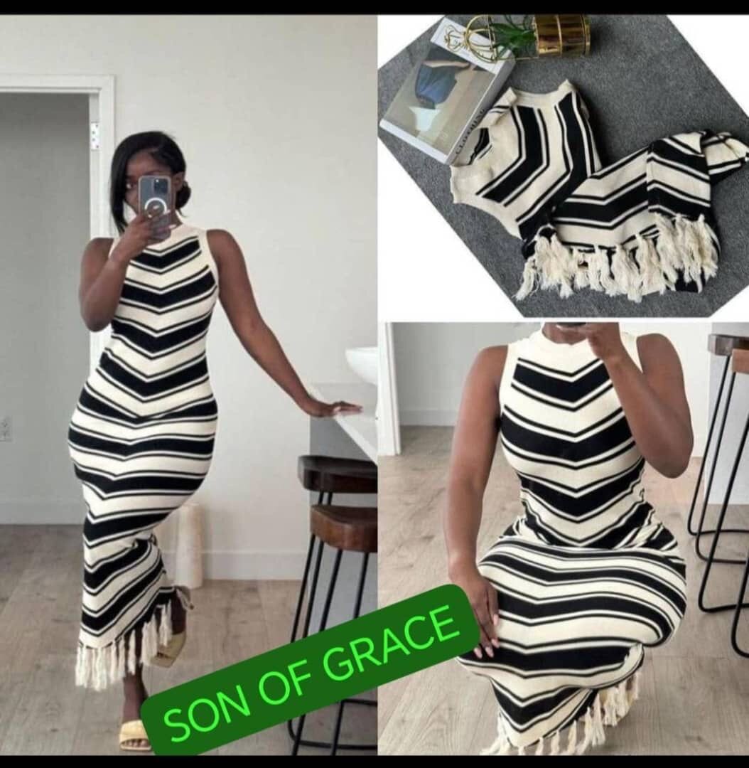 Robe Rayée Élégante Femme