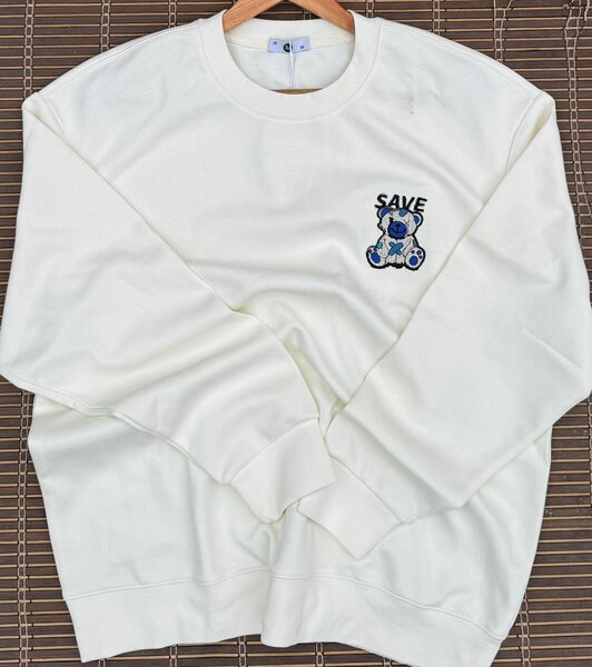 Sweat-shirt blanc imprimé ours