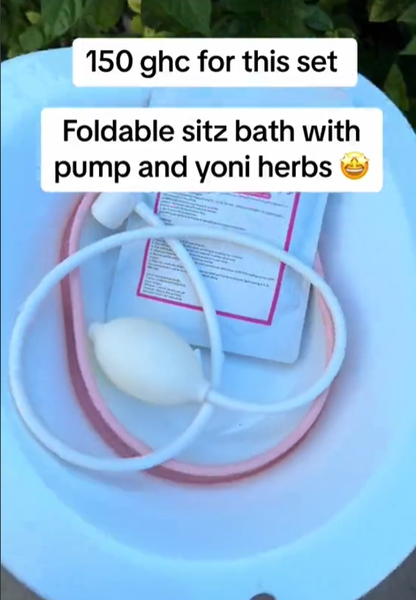 Foldable sitz bath with pump and yoni herbs