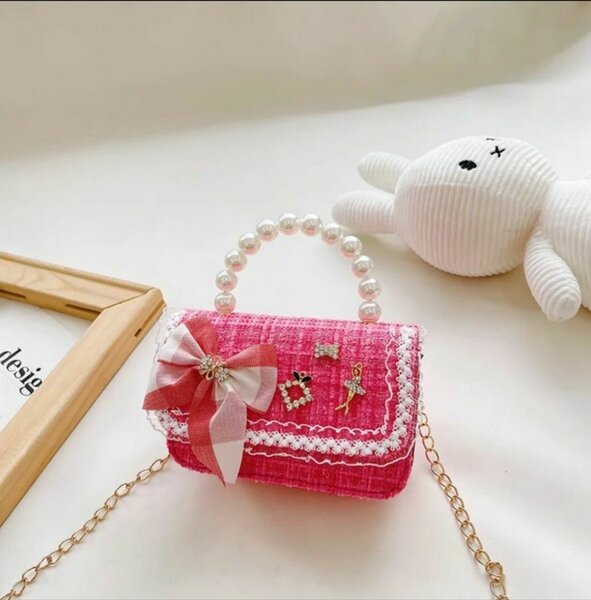 Sac à main fille perles rose