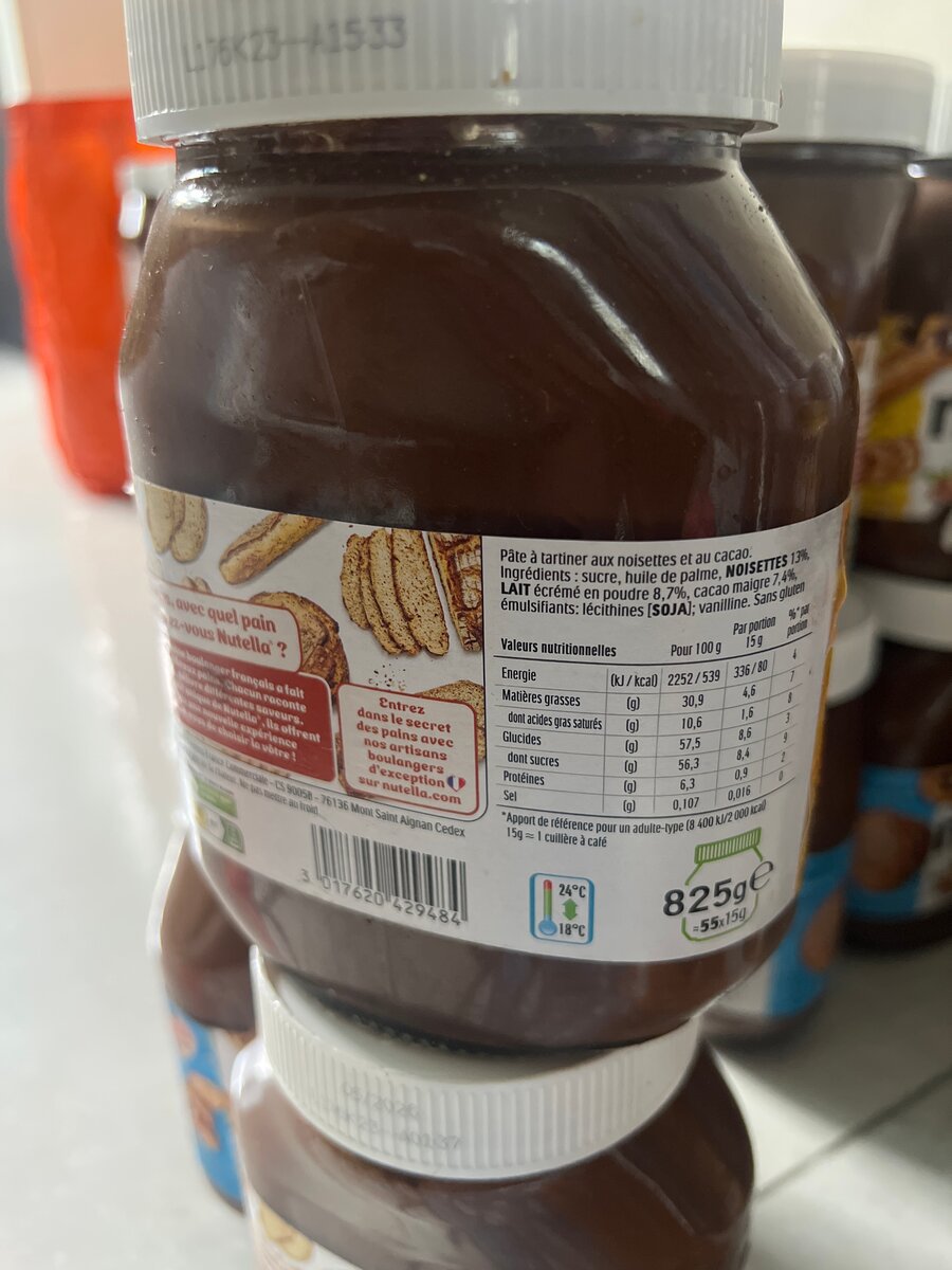 Pâte à tartiner Nutella 825g