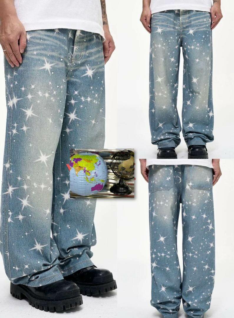 Jean oversize motifs étoilés