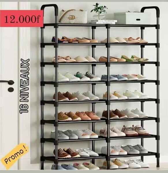 Étagère de chaussures à 16 niveaux