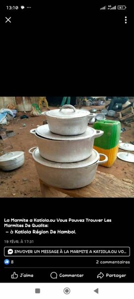 Marmites,casserole, louches,thetiaire,fourneau, écumoire..