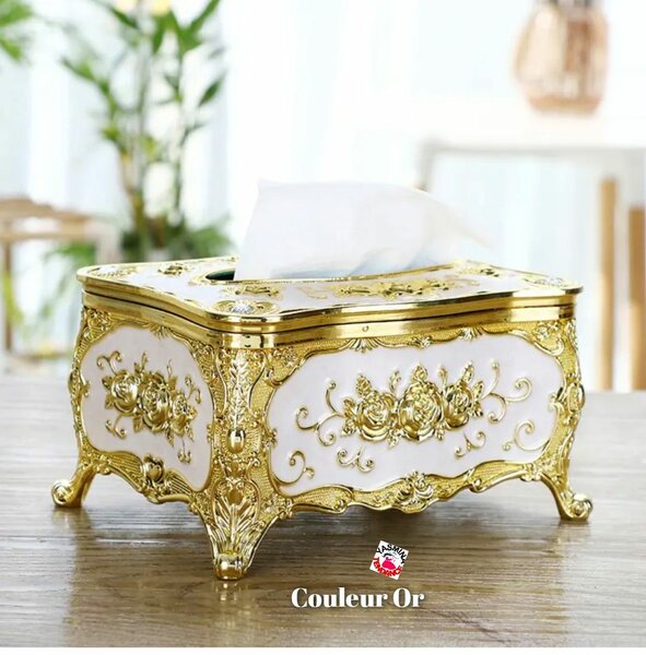 Boîte à mouchoirs dorée élégante