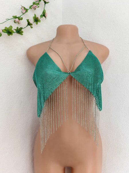 Top scintillant avec chaînes