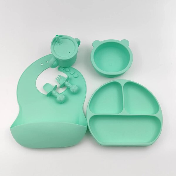 3 in 1 Feeding Set Bowl Baby Suction Plate Silicone