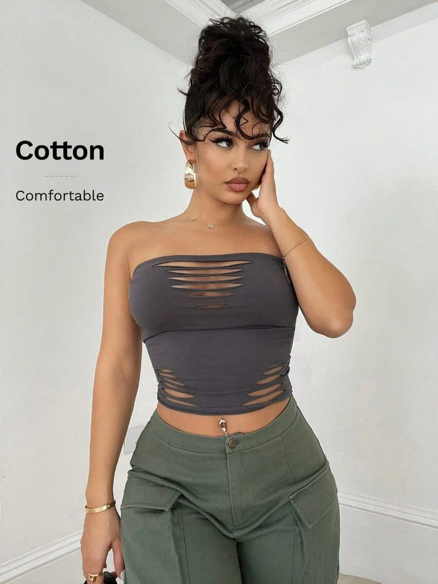 Crop top en coton pour femme