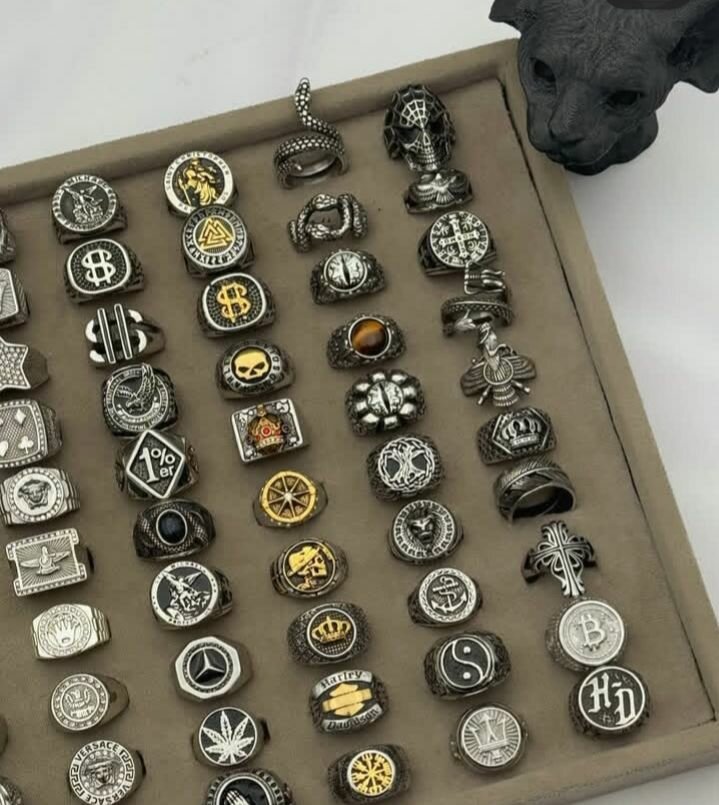 Bague homme acier inoxydable motif divers