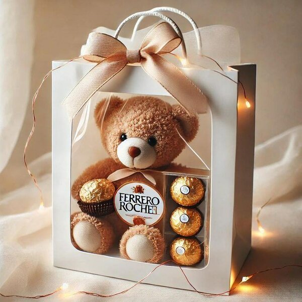 Cadeau ours en peluche avec Ferrero Rocher