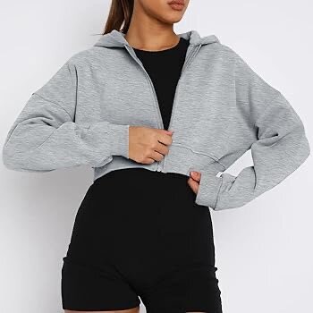 Veste à capuche grise décontractée