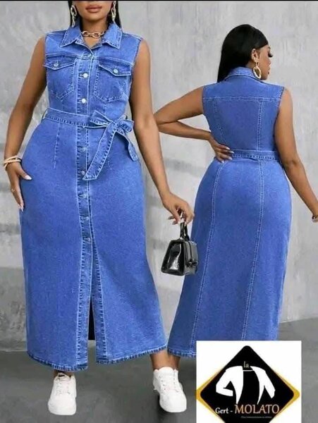 Robe longue en jean sans manches