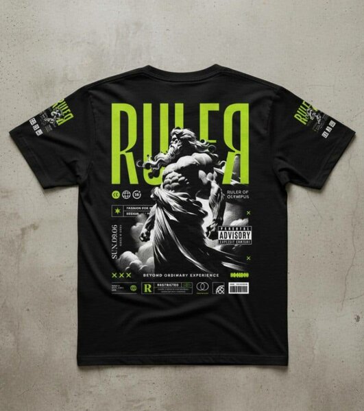 T-shirt homme noir avec motif graphique RULE9