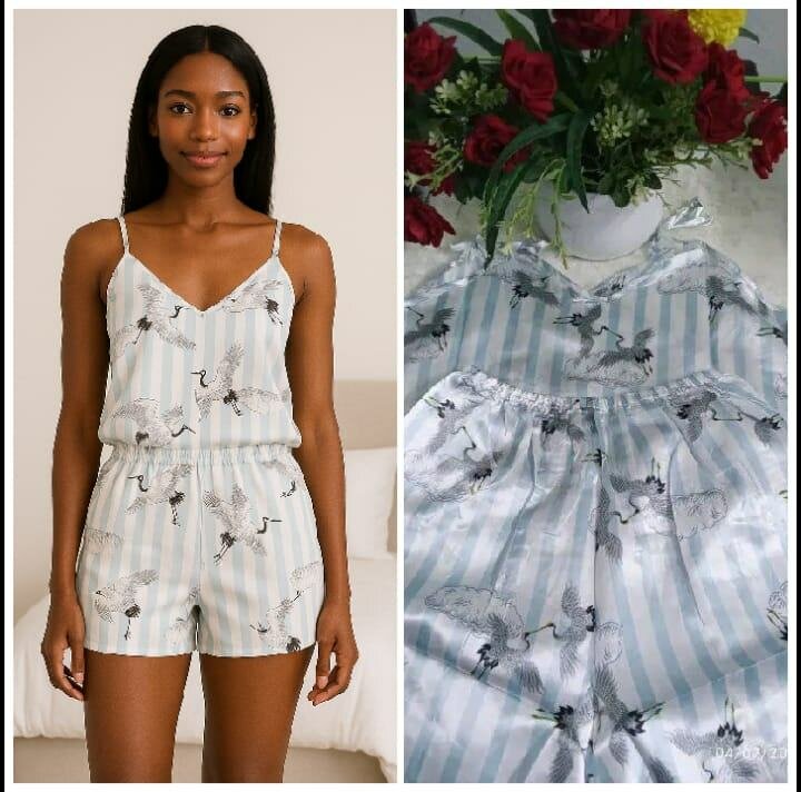 Pyjama en satin à motifs