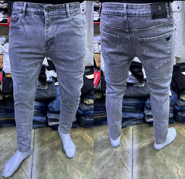 Jean slim homme délavé gris