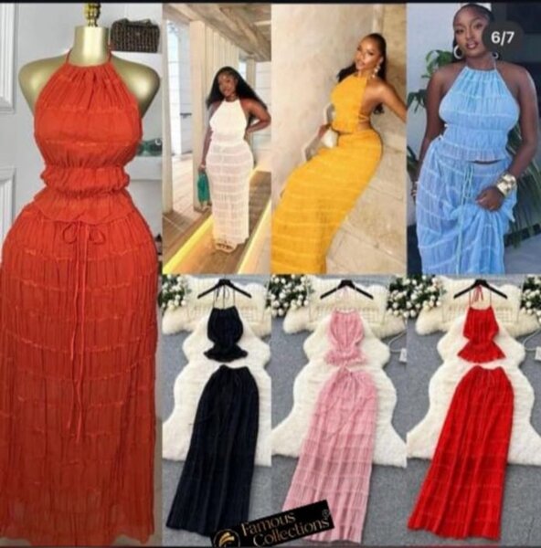 Robe longue élégante plissée