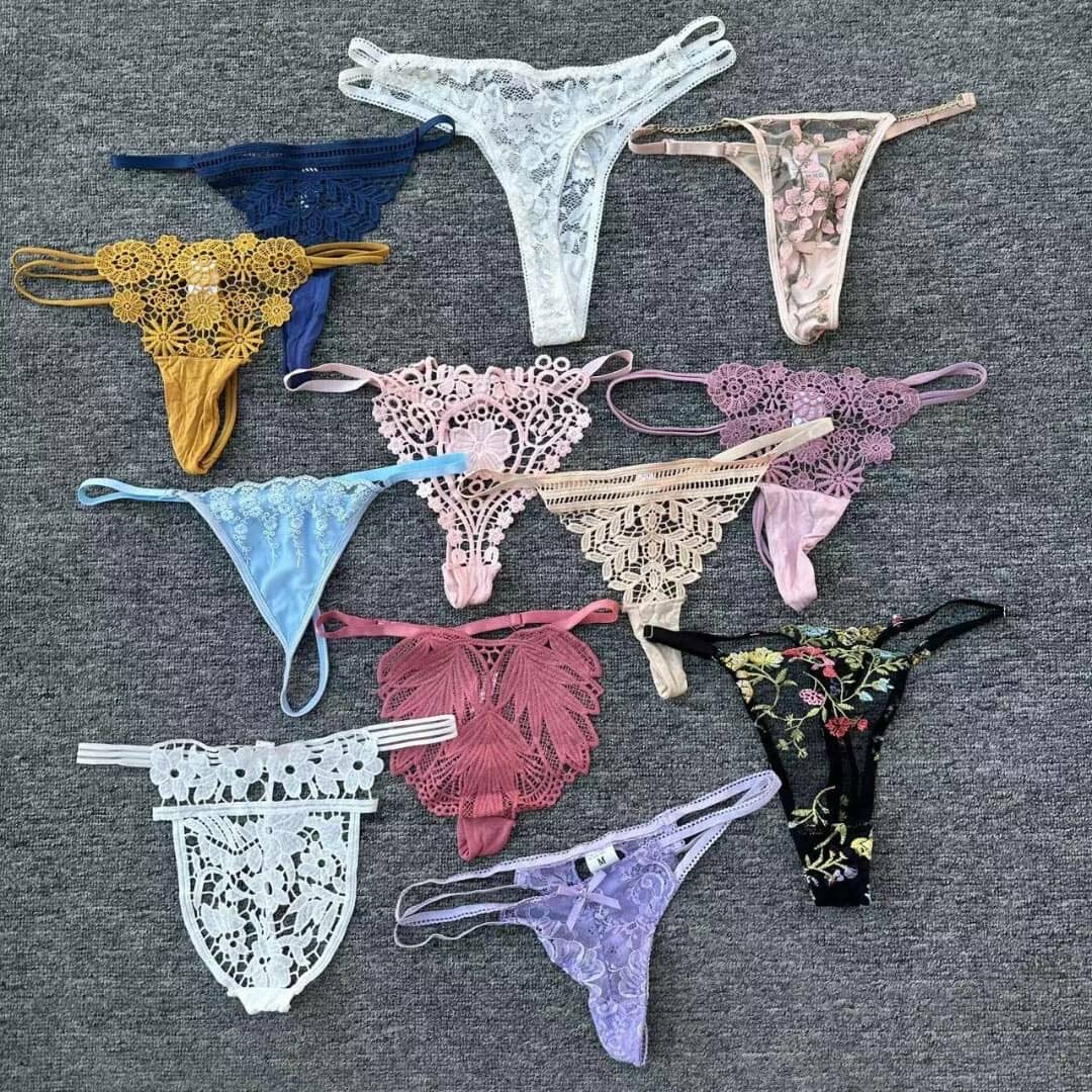 6 pieces embroidery g-string pant