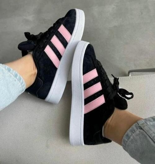 Baskets Adidas Suède Noir Rose
