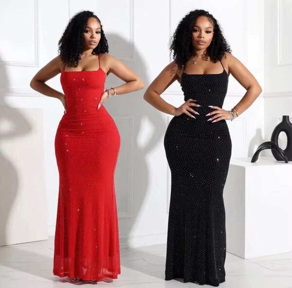 Robe longue brillante