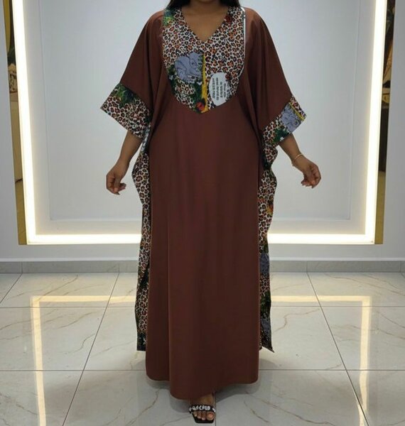 Robe 08 mars marron imprimé