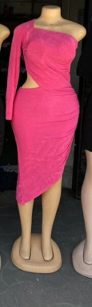 Elegant and comfortable women's asymmetrical dress pink