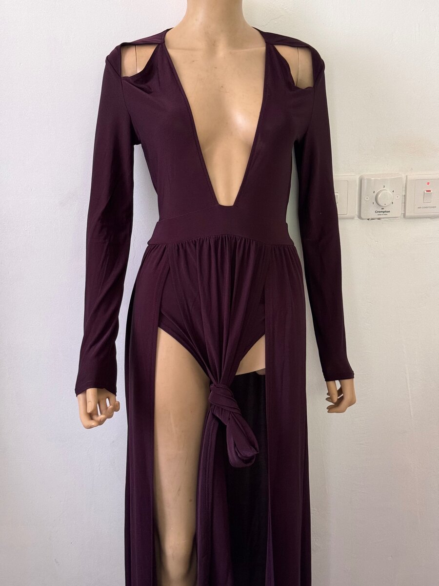 Boohoo Dark purple cut out beach dress