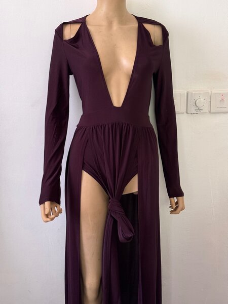 Boohoo Dark purple cut out beach dress