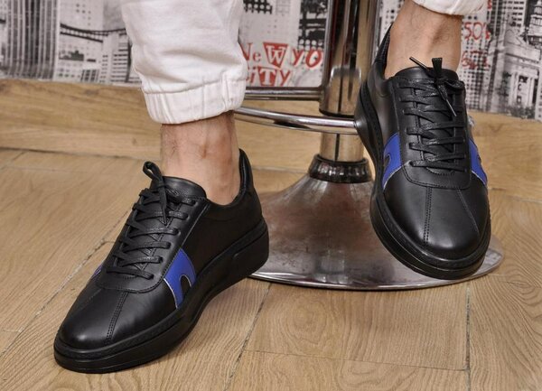 Sneakers Homme Noir et Bleu