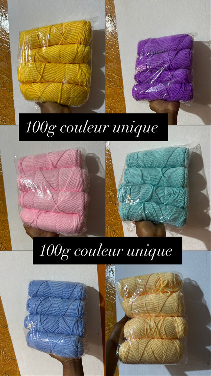 Fil à tricoter 100g couleur