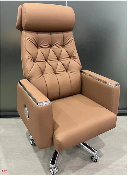 Fauteuil de direction en cuir marron