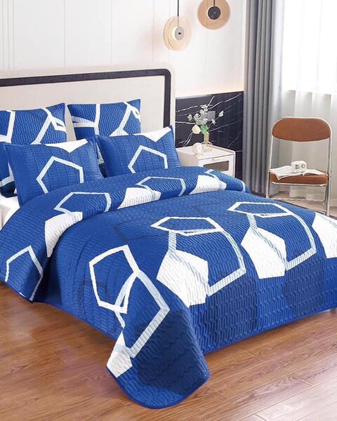 Bedding set with multi-colored print, 5 pieces, Queen size