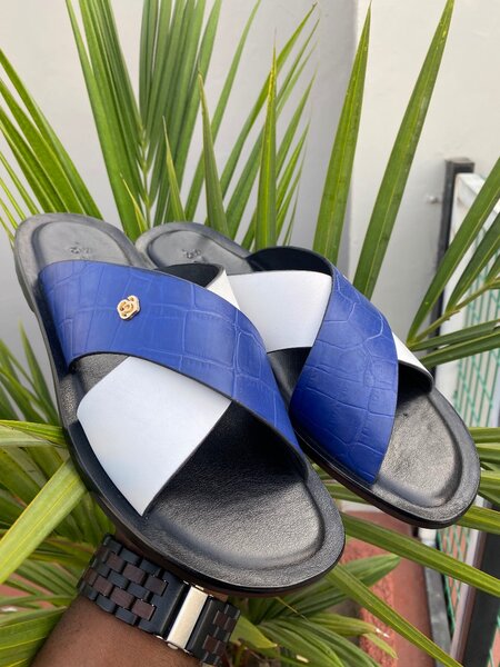 Cross Leather Slippers